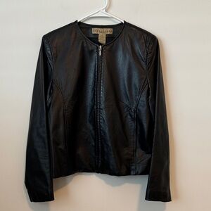 Vintage Black Leather Jacket Size: 8
